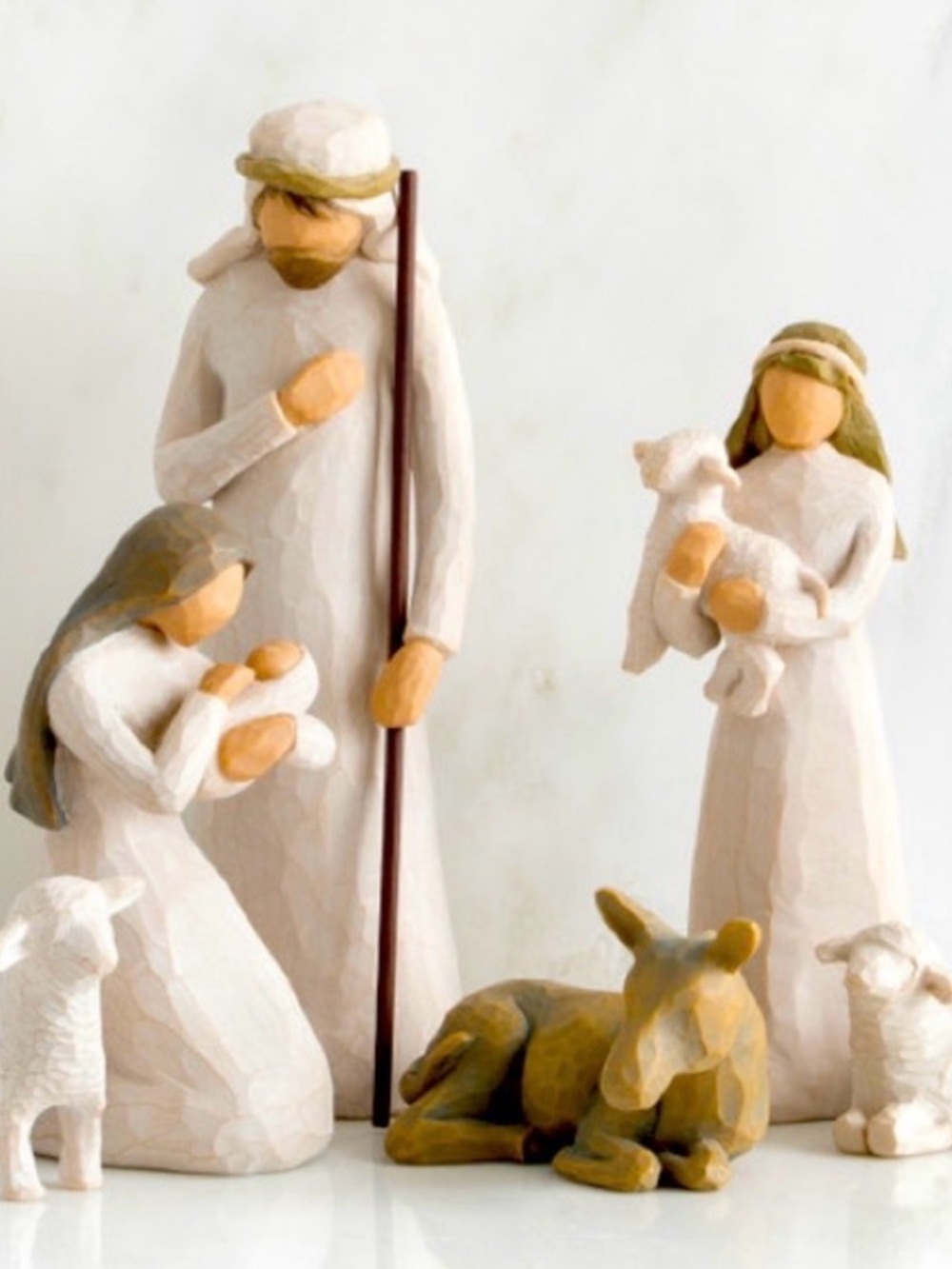Willow Tree Neutral Toned Nativity Figurine Set - White, Cream, Tan